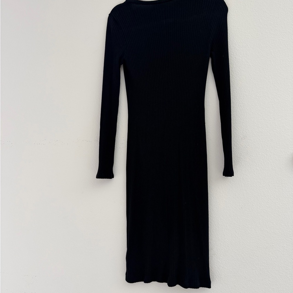 Reformation Black ribbed Long Sleeve Dress - Picture 3 of 5